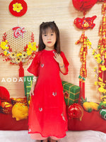 Red Ao Dai With Round Collar | Ao Dai For Infant, Toddler, Teen Girls