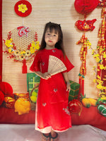 Red Ao Dai With Round Collar | Ao Dai For Infant, Toddler, Teen Girls