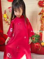 Red Embroidered Ao Dai KId Girl | Ao Dai For Infant, Toddler, Teen Girls | Ao Dai Dress