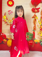 Red Embroidered Ao Dai KId Girl | Ao Dai For Infant, Toddler, Teen Girls | Ao Dai Dress