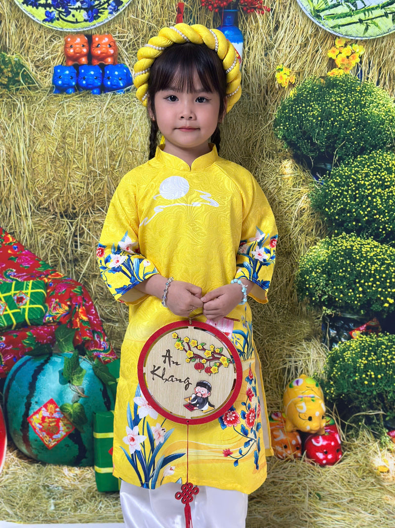 Yellow Girl Dress | Áo Dài Bé gái | Baby Girl's Ao Dai | Mấn Ao Dai