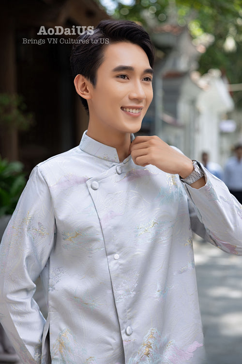 Blue Thuy Moc Men Ao Dai | Áo Dài Nam I31