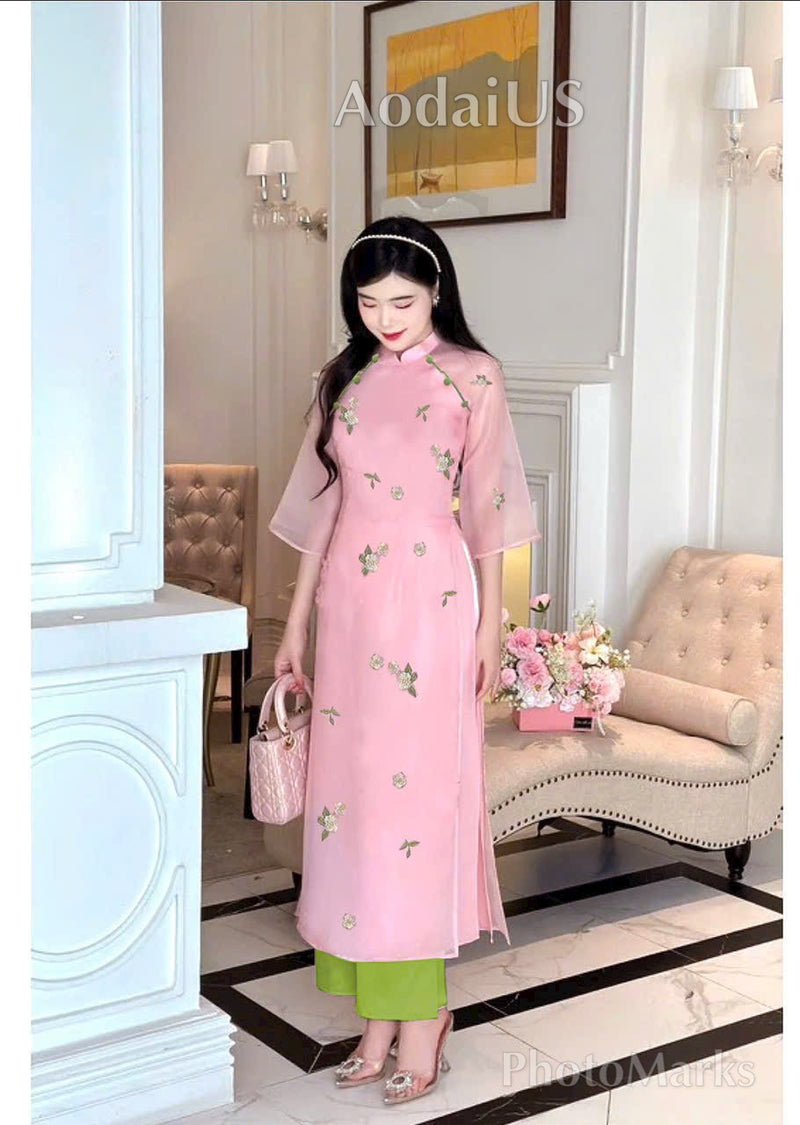 Pre-made Modernized Ao Dai Set | Vietnamese Ao Dai | Lace Ao Dai | Áo Dài Cách Tân