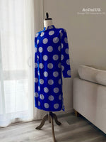 Blue Longevity Vietnamese Men Ao Dai | Gấm Thái Tuấn J1