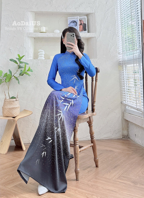 Midnight Bamboo Ao Dai Vietnamese Traditional Ao Dai H9