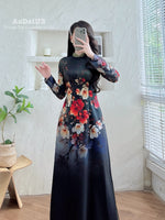 Enchanted Night Bloom Ao Dai Vietnamese Traditional Ao Dai H9