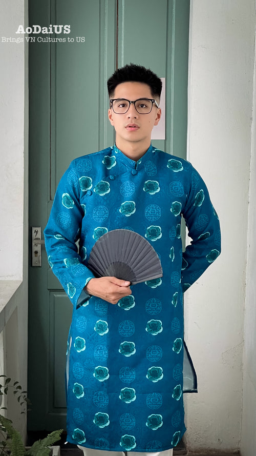 Vietnamese Blue Men Ao Dai | Áo Dài Nam Màu Xanh I14