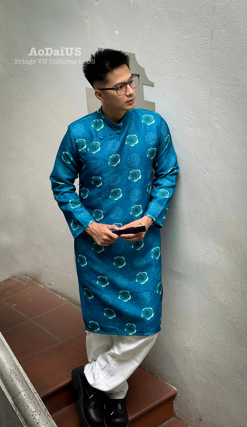 Vietnamese Blue Men Ao Dai | Áo Dài Nam Màu Xanh I14