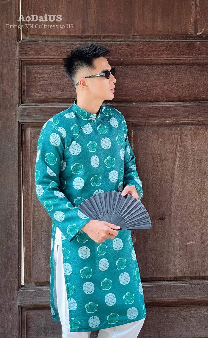 Vietnamese Green Men Ao Dai | Áo Dài Nam Màu Xanh I14