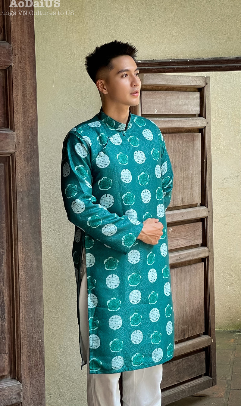Vietnamese Green Men Ao Dai | Áo Dài Nam Màu Xanh I14