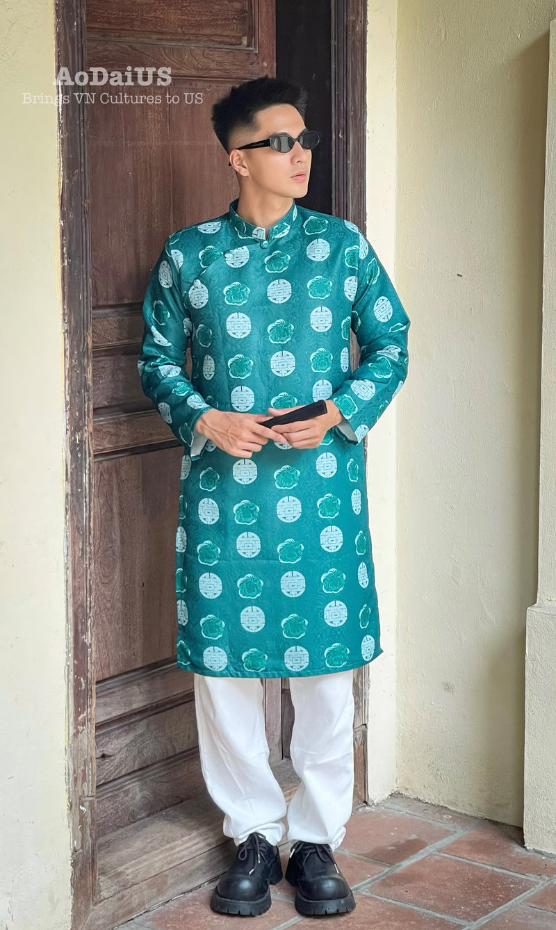 Vietnamese Green Men Ao Dai | Áo Dài Nam Màu Xanh I14