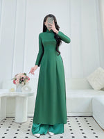 Green Gấm Vietnamese Ao Dai | Traditional Vietnamese Long Dress VN-A1