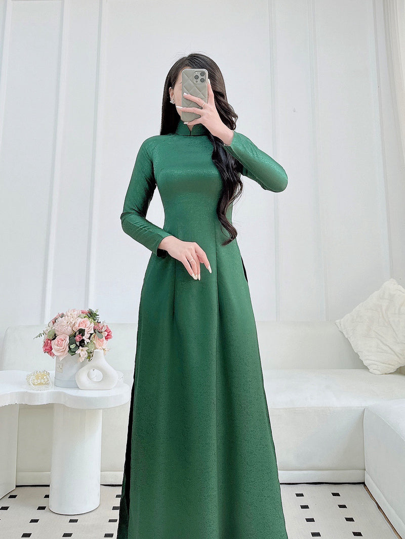 Green Gấm Vietnamese Ao Dai