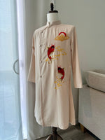 Vietnamese Beige Men Ao Dai | Áo Dài Nam Màu Kem | Koi Fish Transforming into Dragon I15