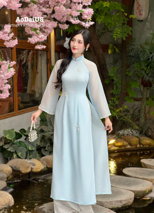 Ocean Breeze Ao Dai No Pants | Modern Vietnamese Ao Dai | Bridesmaid Ao Dai E3