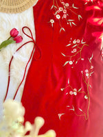 Floral Embroidery Sleeveless Red Ao Dai No Pants | Modern Yếm Inspired Ao Dai H33