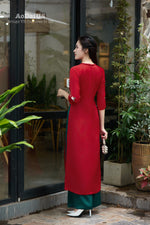 Red Floral Vietnamese Modernized Dress | Áo Dài Cách Tân E20