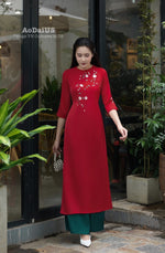 Red Floral Vietnamese Modernized Dress | Áo Dài Cách Tân E20