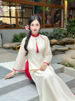 Beige Ao Dai No Pants | Modern Vietnamese Ao Dai | Bridesmaid Ao Dai E4
