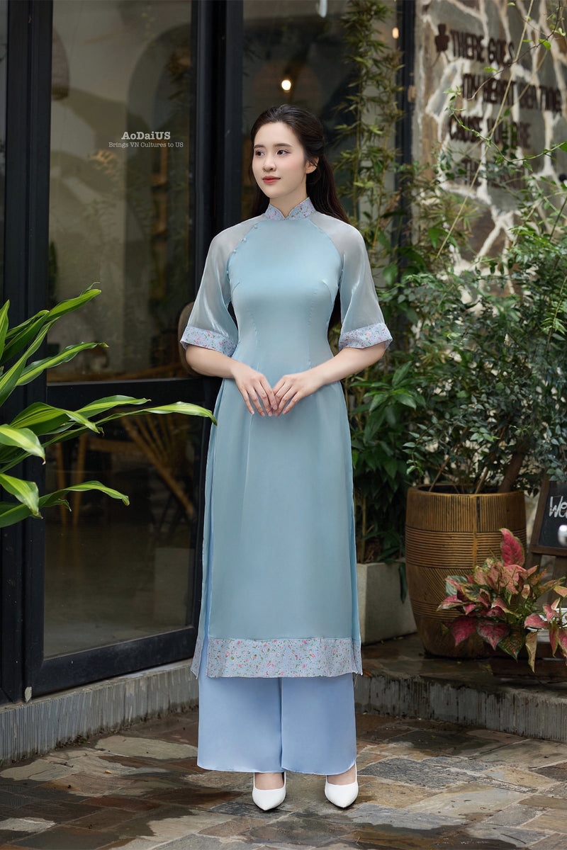 Blue Vietnamese Modernized Dress | Áo Dài Cách Tân D23