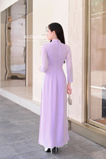 Purple Floral Modern Vietnamese Ao Dai No Pants | Áo Dài Truyền Thống D7