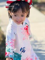 White Lotus Bloom Vietnamese Girl Dress | Áo Dài Bé Gái D21