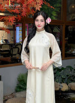 Golden Sand Bloom Modern Vietnamese Ao Dai Set C4