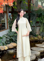 Golden Sand Bloom Modern Vietnamese Ao Dai Set C4