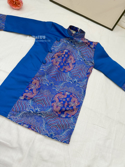 Royal Blue Dragon Áo Dài for Boys | Áo Dài Bé Trai A4