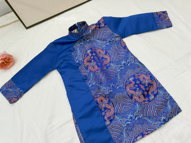 Royal Blue Dragon Áo Dài for Boys | Áo Dài Bé Trai A4