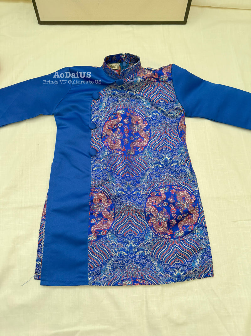 Royal Blue Dragon Áo Dài for Boys | Áo Dài Bé Trai A4