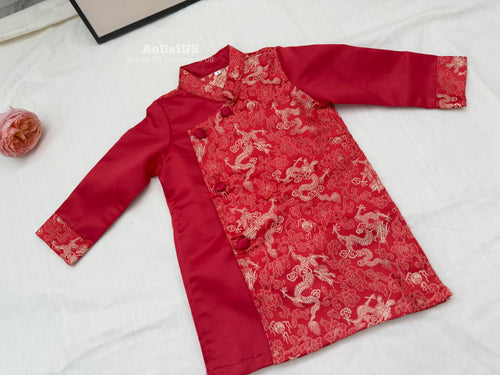 Red Dragon Brocade Boy Vietnamese Ao Dai | Áo Dài Bé Trai A5