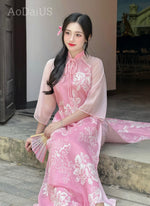 Pink Modern Ao Dai For Women | Vietnamese Modernized Dress | Up to 10XL K13