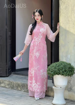 Pink Modern Ao Dai For Women | Vietnamese Modernized Dress | Up to 10XL K13