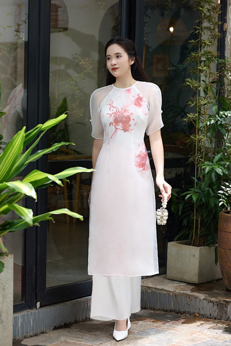 Hồng Vân Vietnamese Modernized Dress No Pants | Áo Dài Cách Tân E29