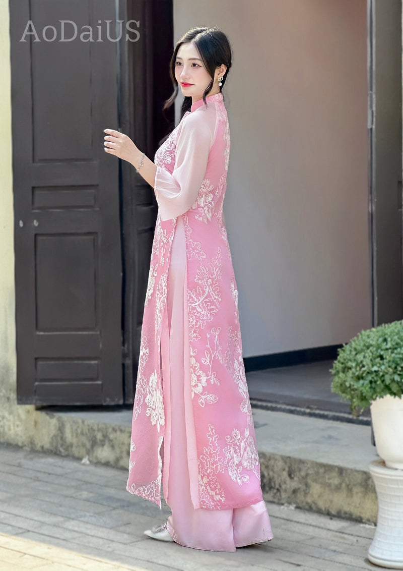 Spring Blossom Charm Modern Ao Dai For Women H47 Ao Dai US Spring Blossom Charm Modern Ao Dai For Women H47 Ao Dai US