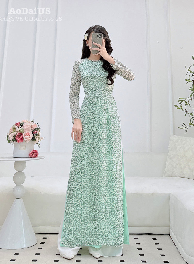 Mini Floral Traditional Ao Dai For Women A30