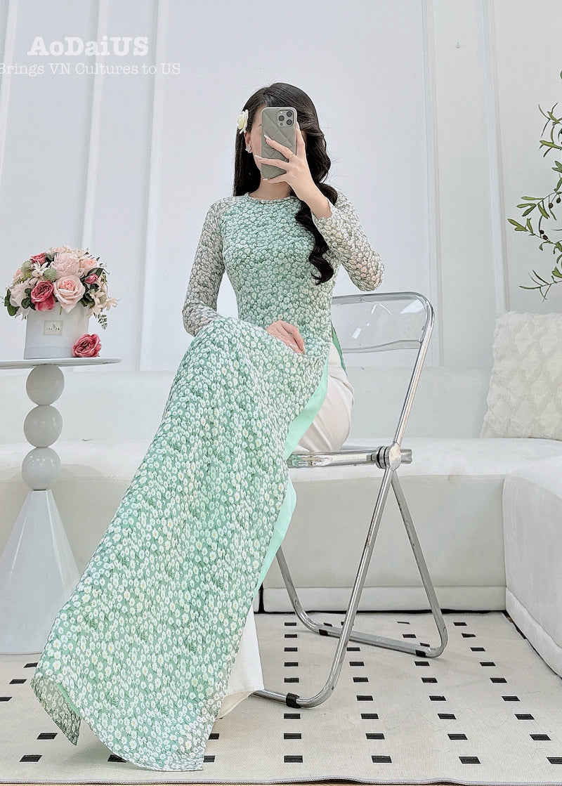 Mini Floral Traditional Ao Dai For Women A30
