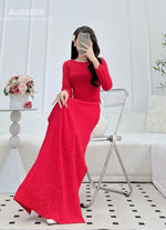 Red Daisy Traditional Ao Dai Gấm No Pants | Women Vietnamese Dress J12