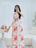 Rosa Vietnamese Traditional Ao Dai No Pants | Áo Dài Truyền Thống G16