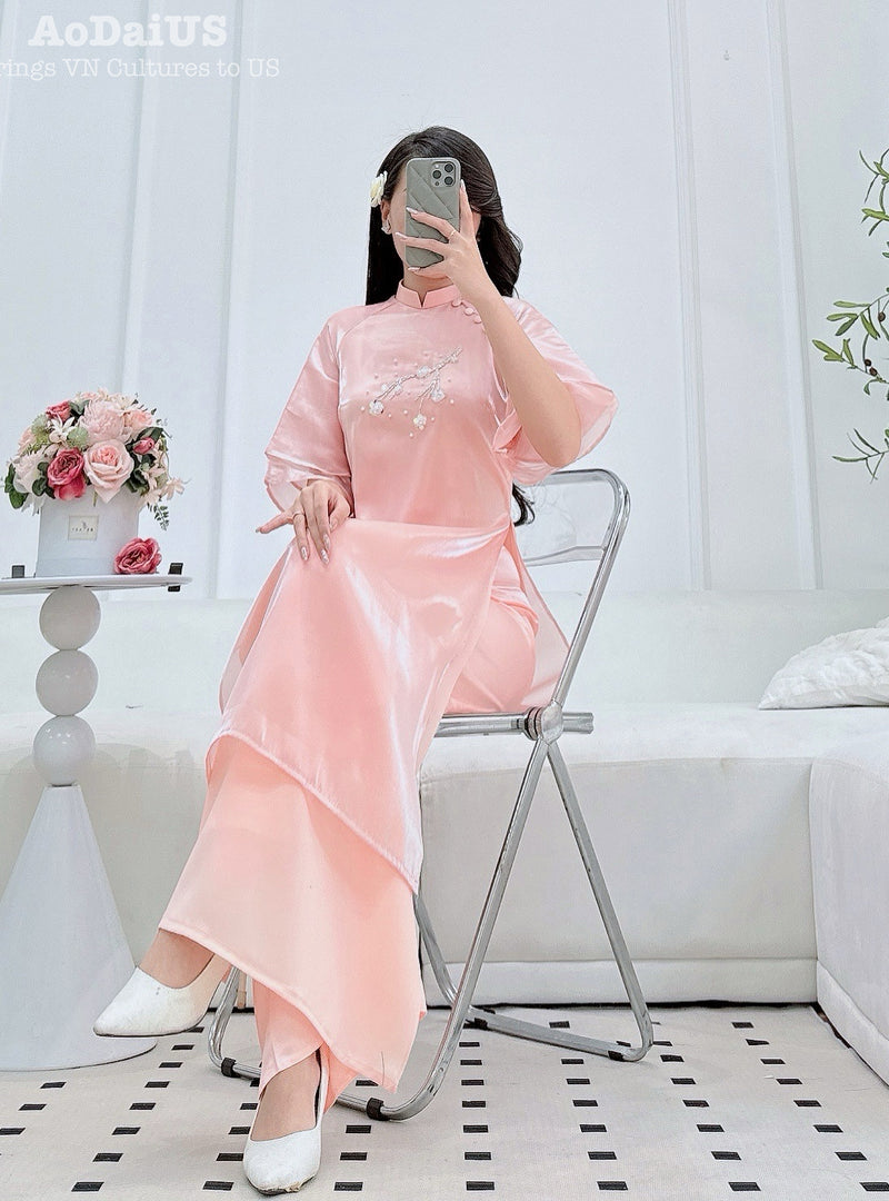 Peach Whisper Mother & Daughter Ao Dai | Family Matching Ao Dai B14