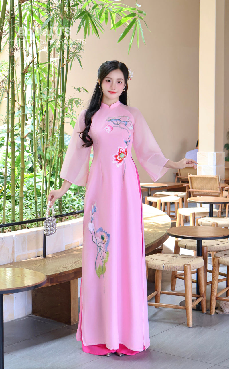 Pink Lotus Traditional Vietnamese Ao Dai | Áo Dài Truyền Thống A29