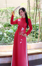 Red Lotus Traditional Vietnamese Ao Dai | Áo Dài Truyền Thống B23