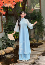 Spring Sky Bloom Modern Vietnamese Ao Dai Set C3