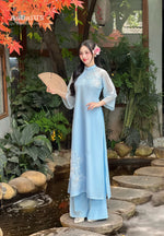 Spring Sky Bloom Modern Vietnamese Ao Dai Set C3