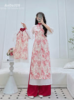 Crimson Bloom Matching Mother & Daughter Áo Dài | Vietnamese Family Ao Dai H49
