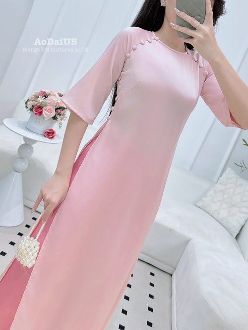 Pastel Grace Vietnamese Ao Dai | Áo Dài Truyền Thống  E36