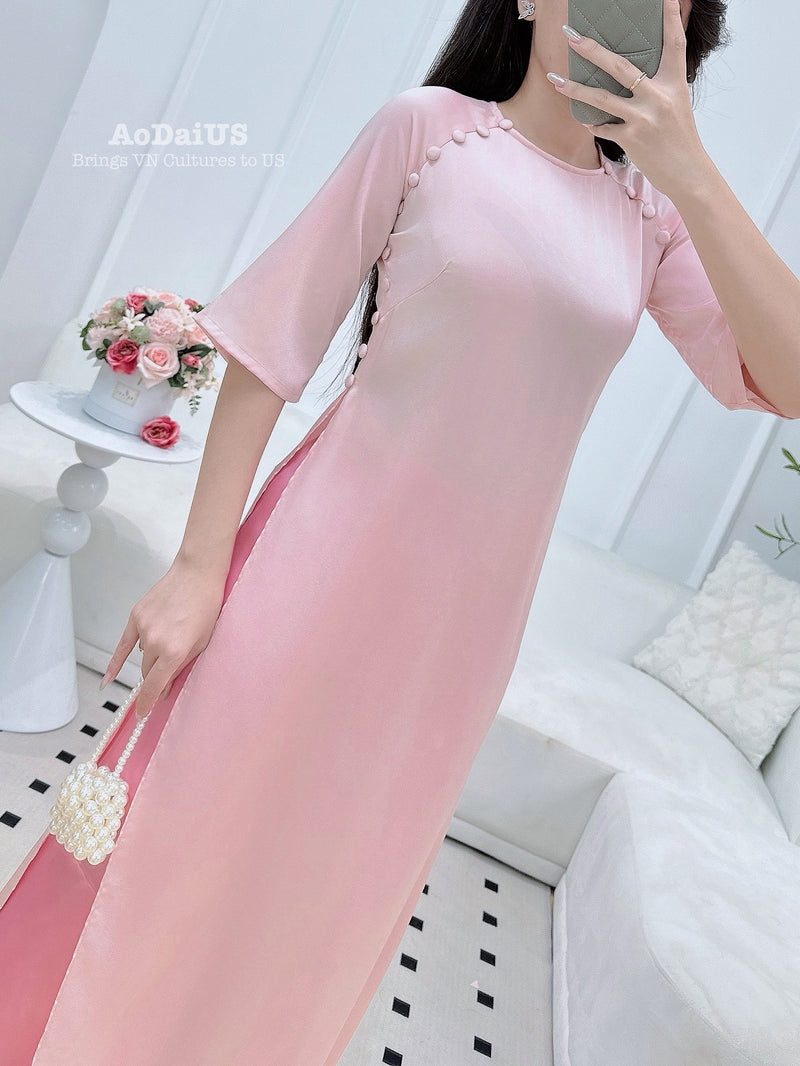 Pastel Grace Vietnamese Ao Dai | Áo Dài Truyền Thống  E36