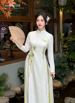 Ngoc Lan Traditional Ao Dai Set | White Lotus Vietnamese Dress H57