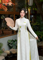 Ngoc Lan Traditional Ao Dai Set | White Lotus Vietnamese Dress H57
